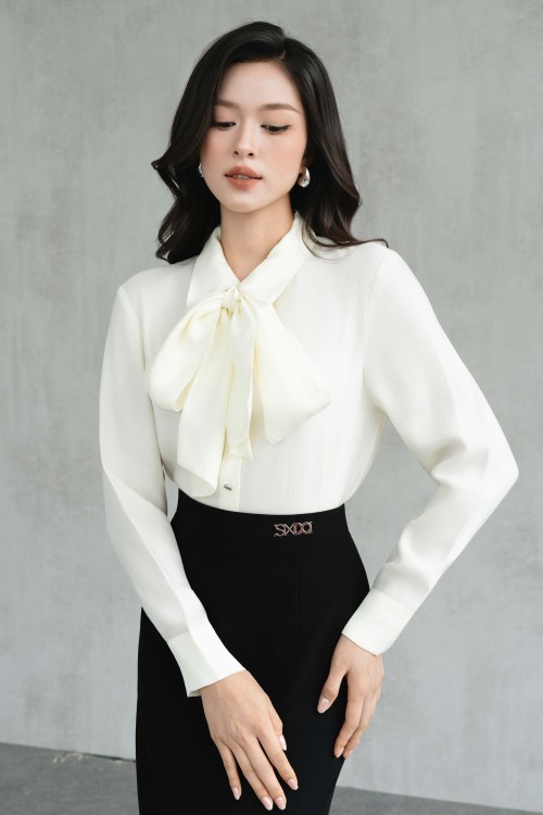 Sixdo Cream Organza Blouse