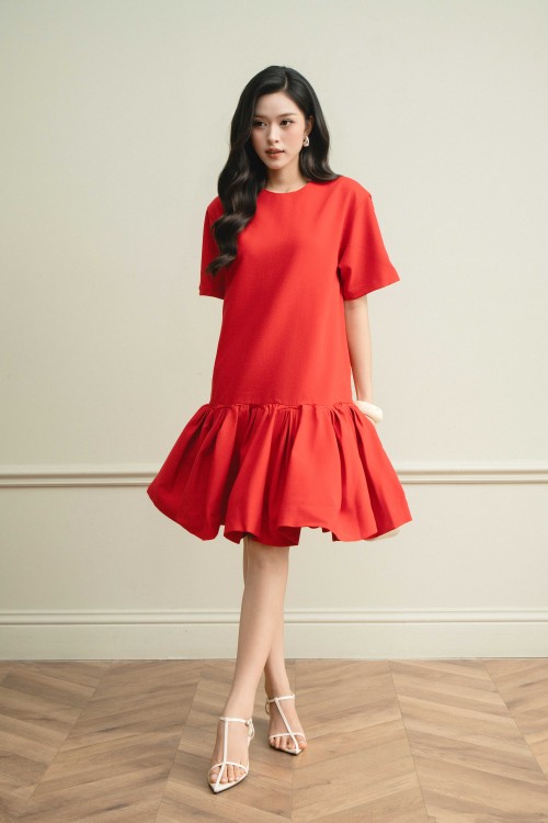 Sixdo Red Woven Loose Dress