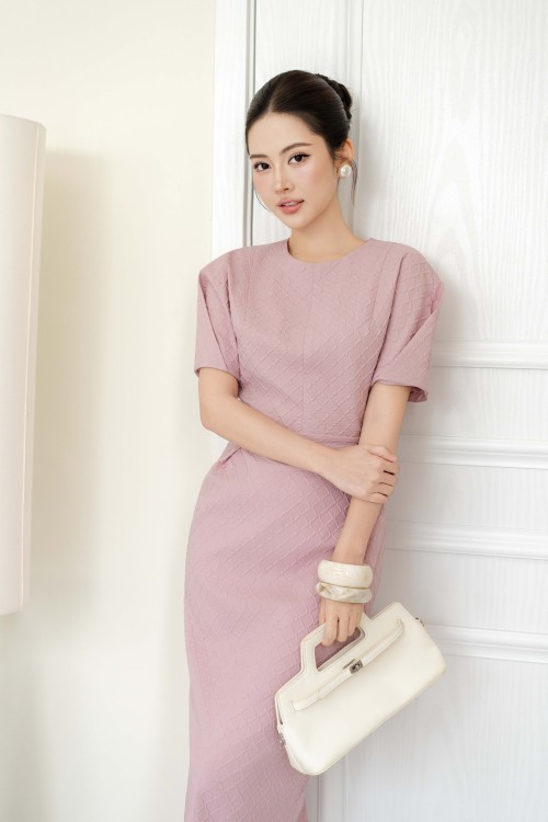 Sixdo Pink Woven Pencil Dress