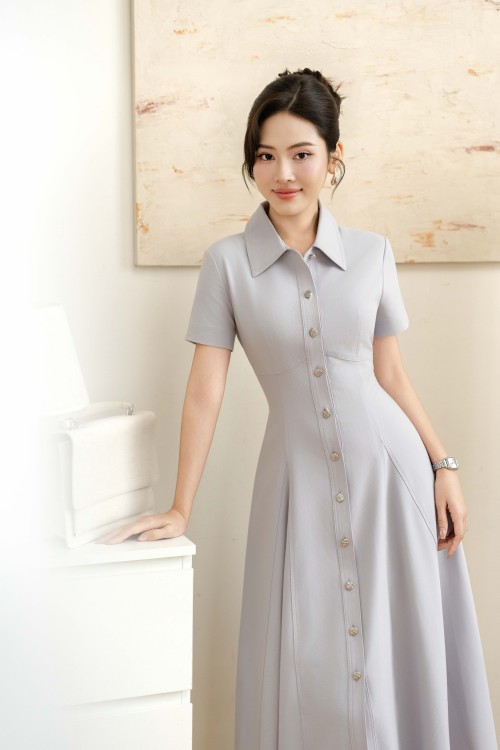 Sixdo Light Purple Woven Flared Dress