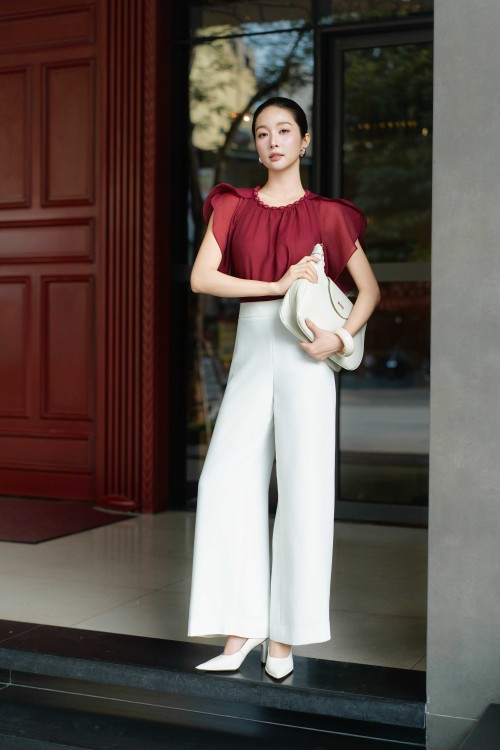 Sixdo Wine Organza Blouse