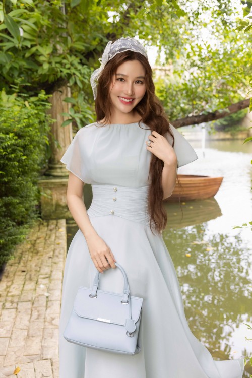 Sixdo Light Mint Organza Flared Dress