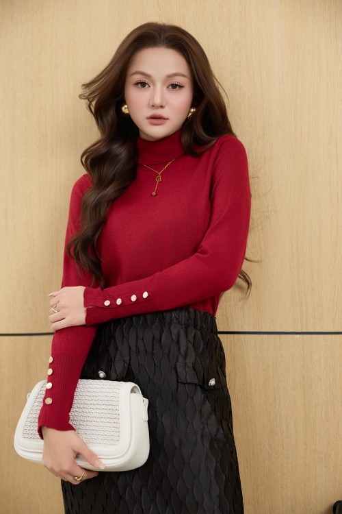 Sixdo Red Knit Turtleneck