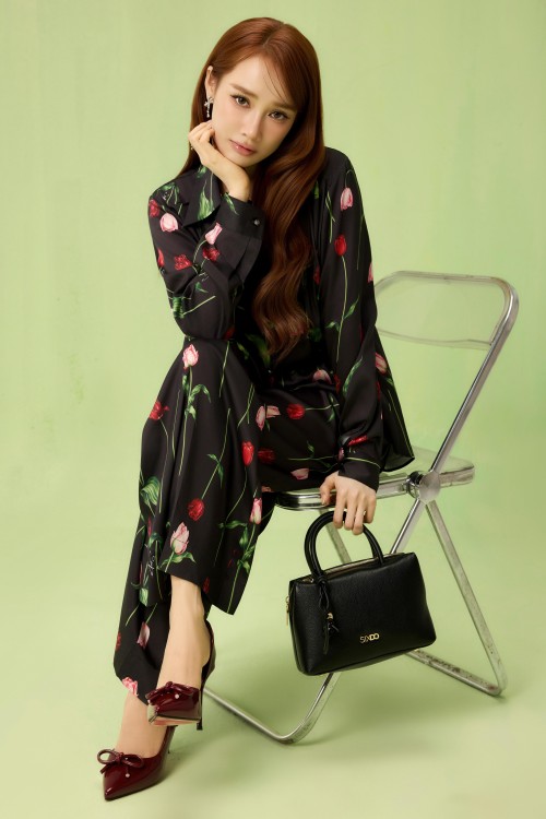 Sixdo Black Tulip Silk Loose Pants