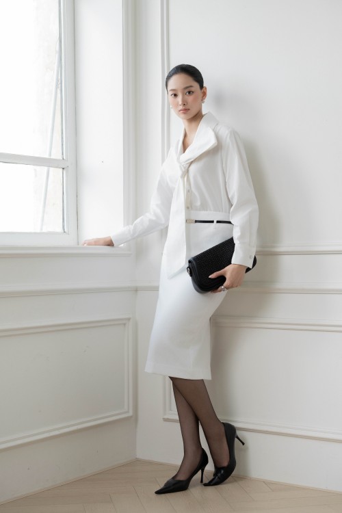 Sixdo White Raw Blouse
