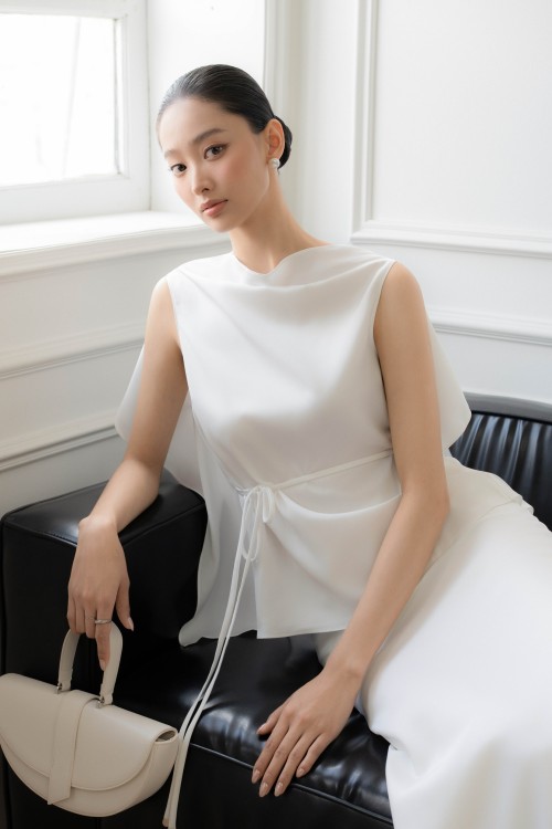 Sixdo White Silk Mermaid Skirt