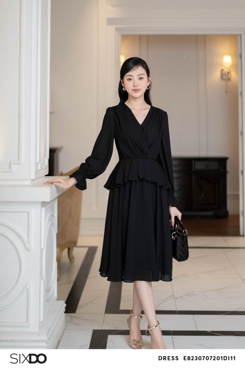Wraparound Midi Chiffon Dress