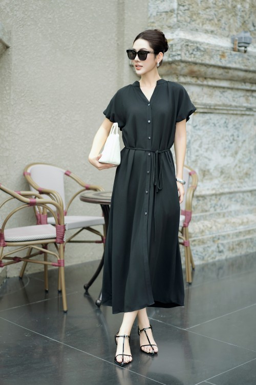 Black Woven Loose Dress