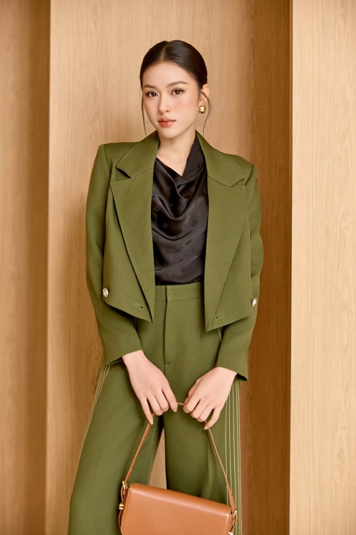 Sixdo Dark Olive Green Woven Loose Pants