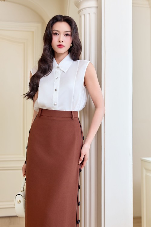 Sixdo Russet Woven Loose Skirt