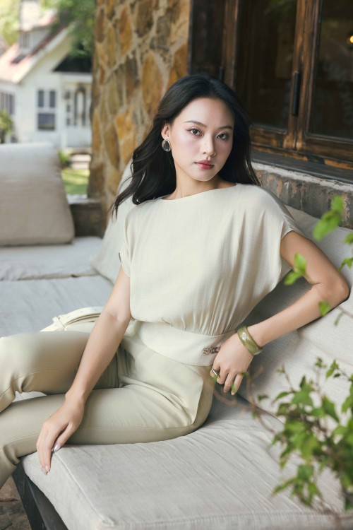 Sixdo Light Olive Green Organza Blouse