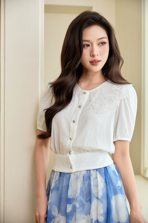 Sixdo White Woven Blouse