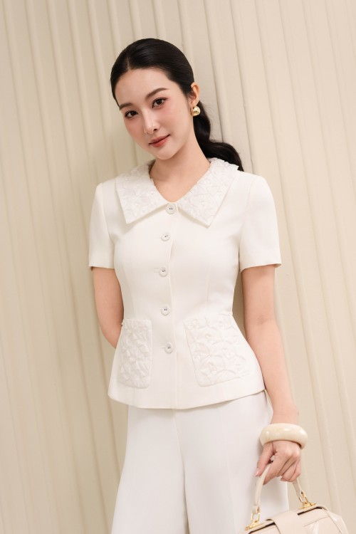 Sixdo White Woven Vest