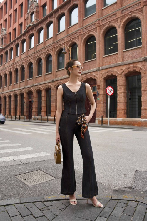 Sixdo Black Jean Waistcoat