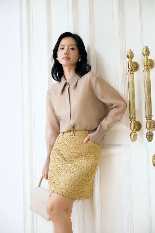 Sixdo Light Brown Organza Shirt