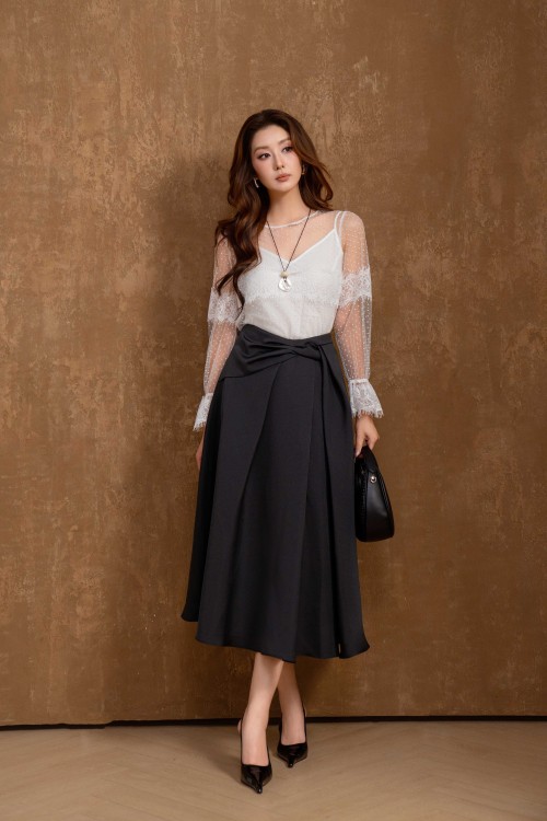 Sixdo White Mesh Blouse With Camisoles