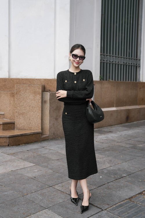 Sixdo Black Stretchy Pencil Skirt