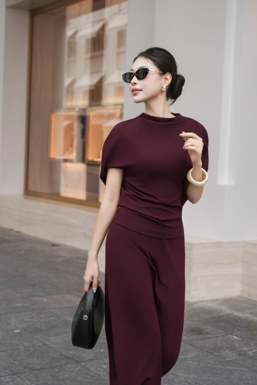 Sixdo Chocolate Brown Knit Flared Skirt