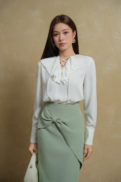Sixdo Mint Woven Pencil Skirt