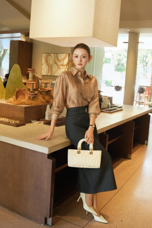 Sixdo Light Brown Organza Shirt