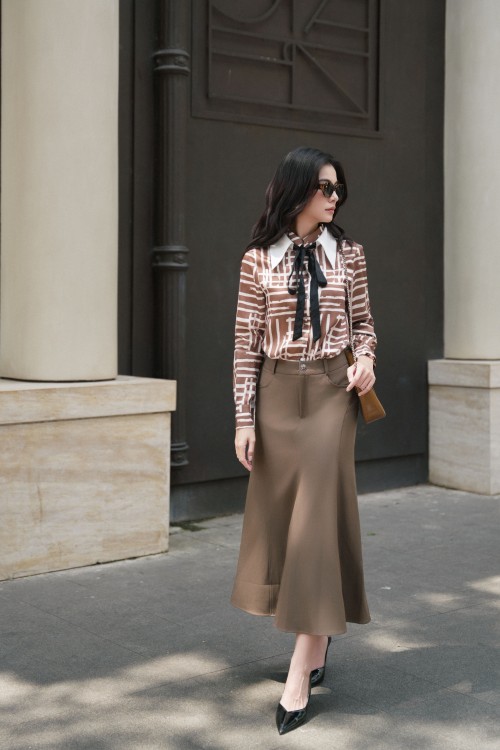 Sixdo Brown Silk Shirt