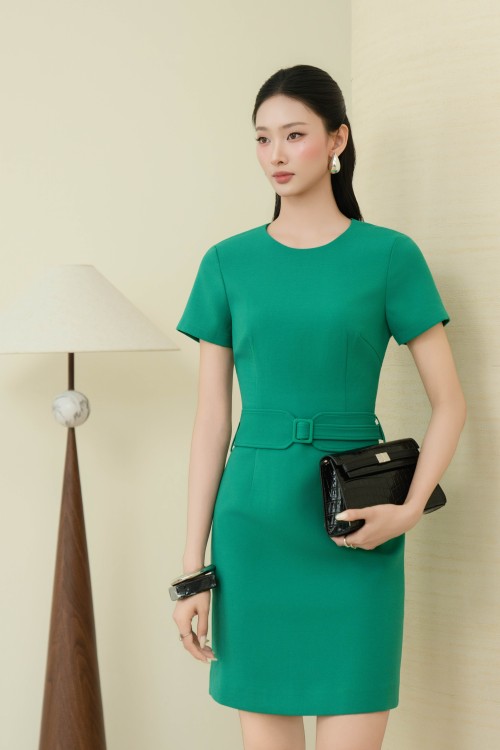 Sixdo Green Woven Mini Dress