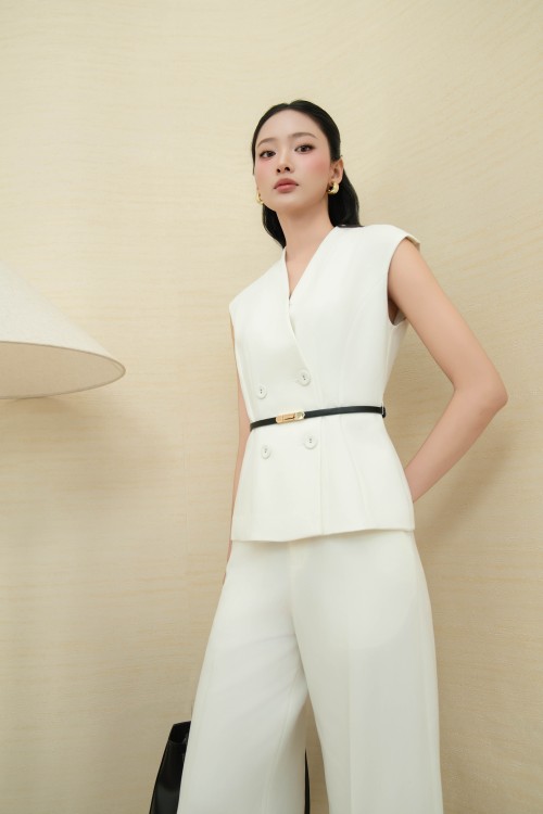 Sixdo White Woven Loose Pants