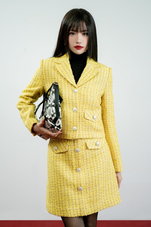 Cloverleaf Lapel Cropped Tweed Vest