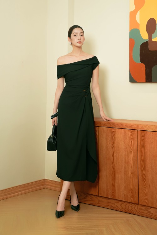 Black Woven Sarong Dress