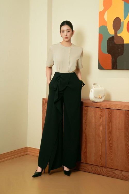 Black Woven Loose Pants