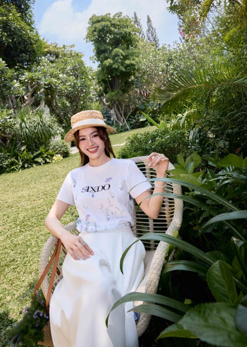 White SIXDO Lavender Cotton Tshirt