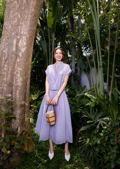 Light Purple Organza Flared Skirt