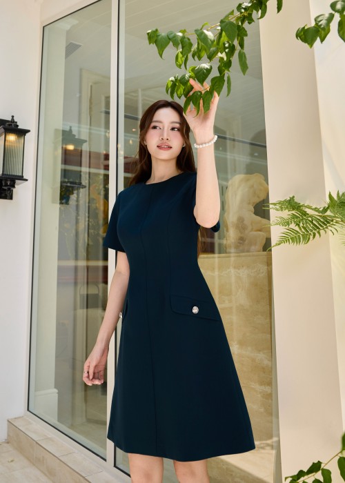 Dark Mallard Green Woven Mini Dress