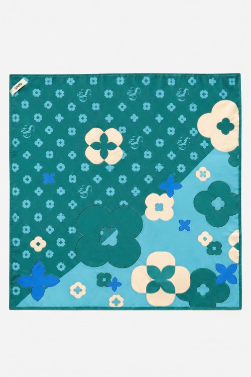 Turquoise Silk Scarf 70x70