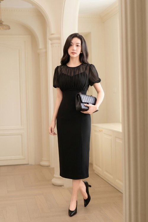 Black Raw Pencil Dress
