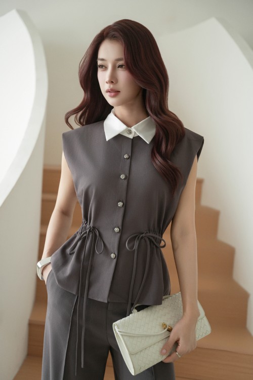 Purplish Brown Woven Blouse