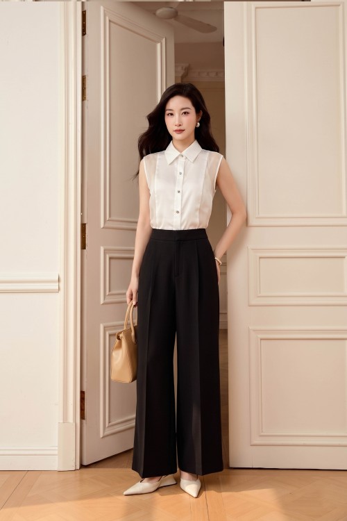 Black Woven Loose Pants