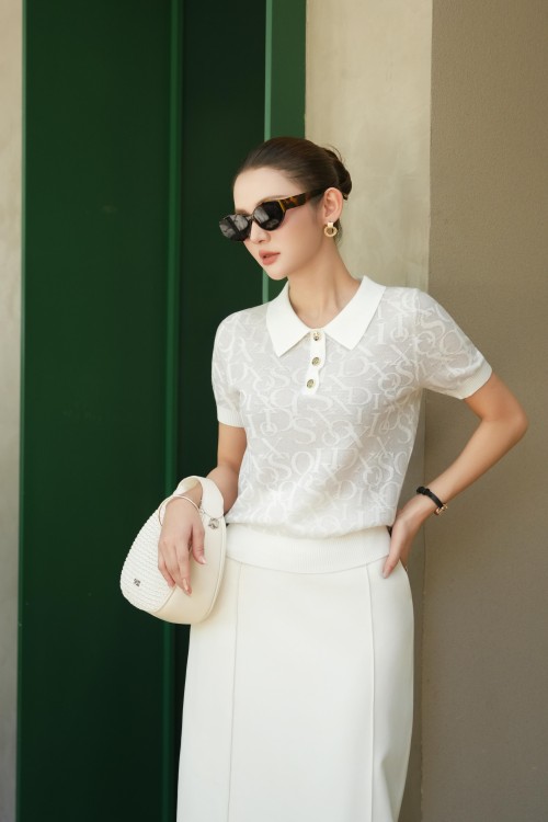 White Sixdo Knit Polo