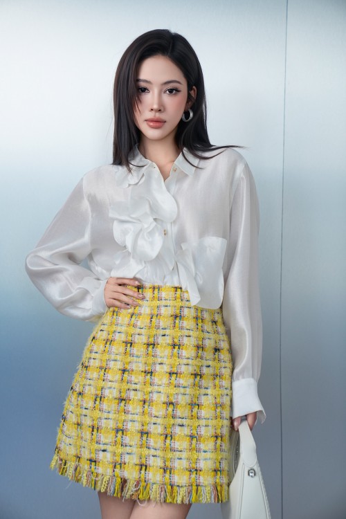White 3D Flower Organza Blouse