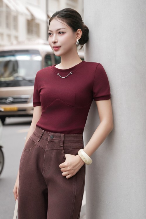 Wine Knit Tshirt