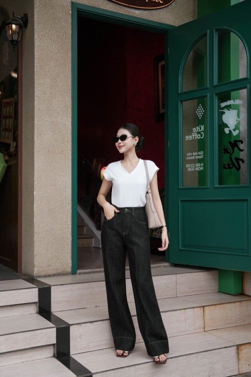 Charcoal Grey Denim Loose Pants