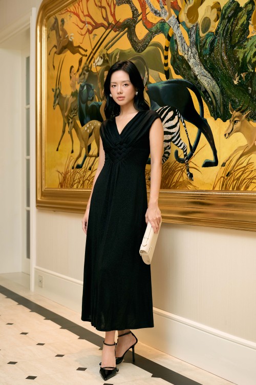 Black Knit Flared Dress