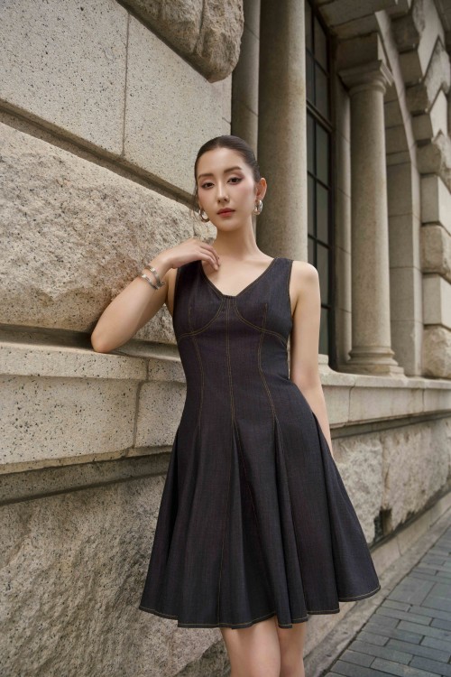 Black Jean Mini Dress