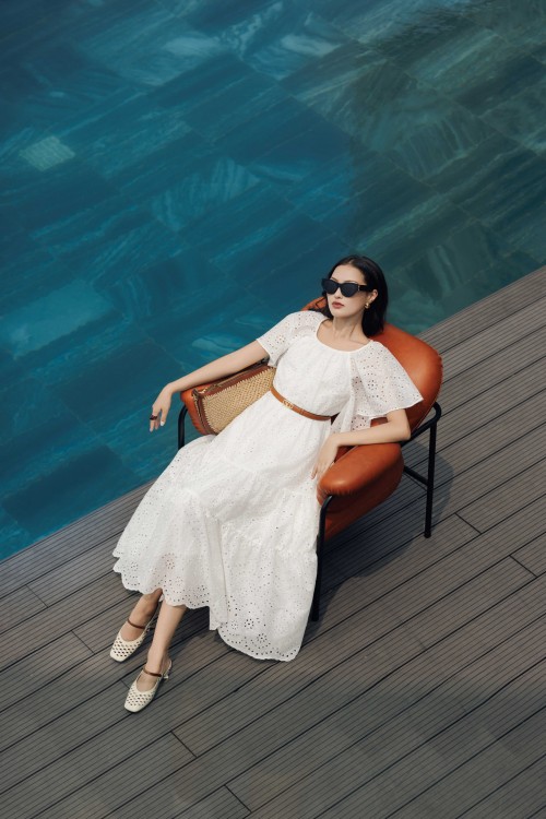 White Raw Loose Dress