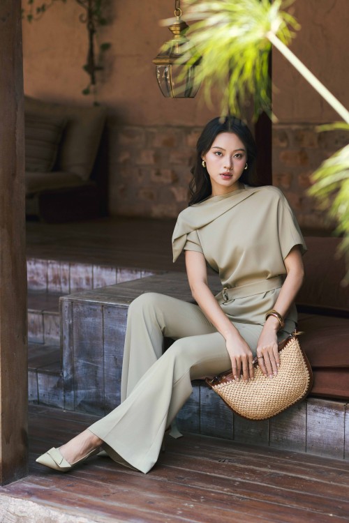 Light Olive Green Woven Blouse