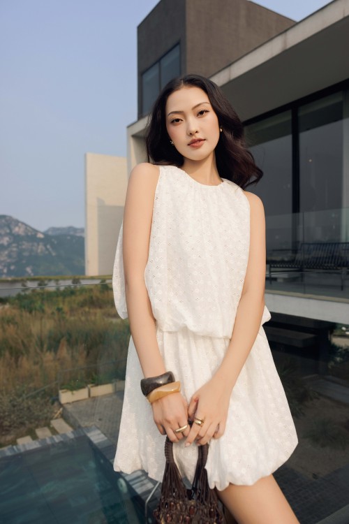 White Raw Mini Dress