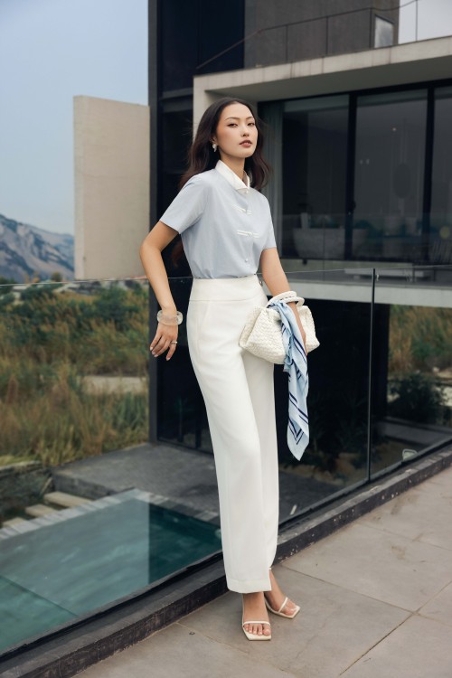 White Woven Loose Pants