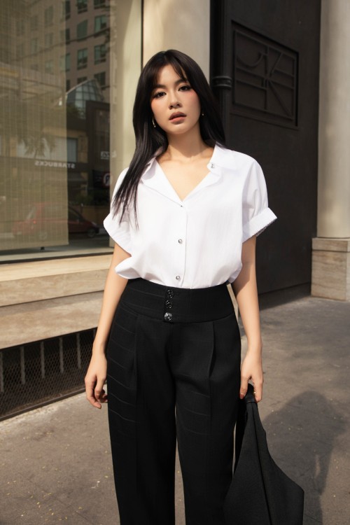 White Raw Blouse