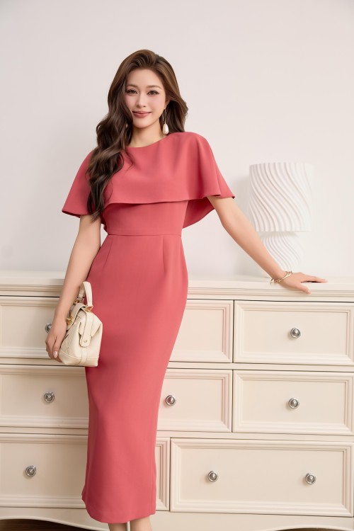 Rosy Woven Pencil Dress