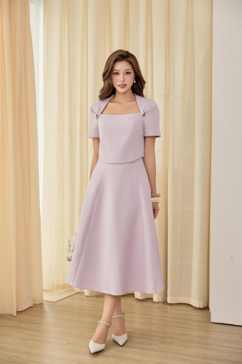 Purple Woven Flared Skirt
